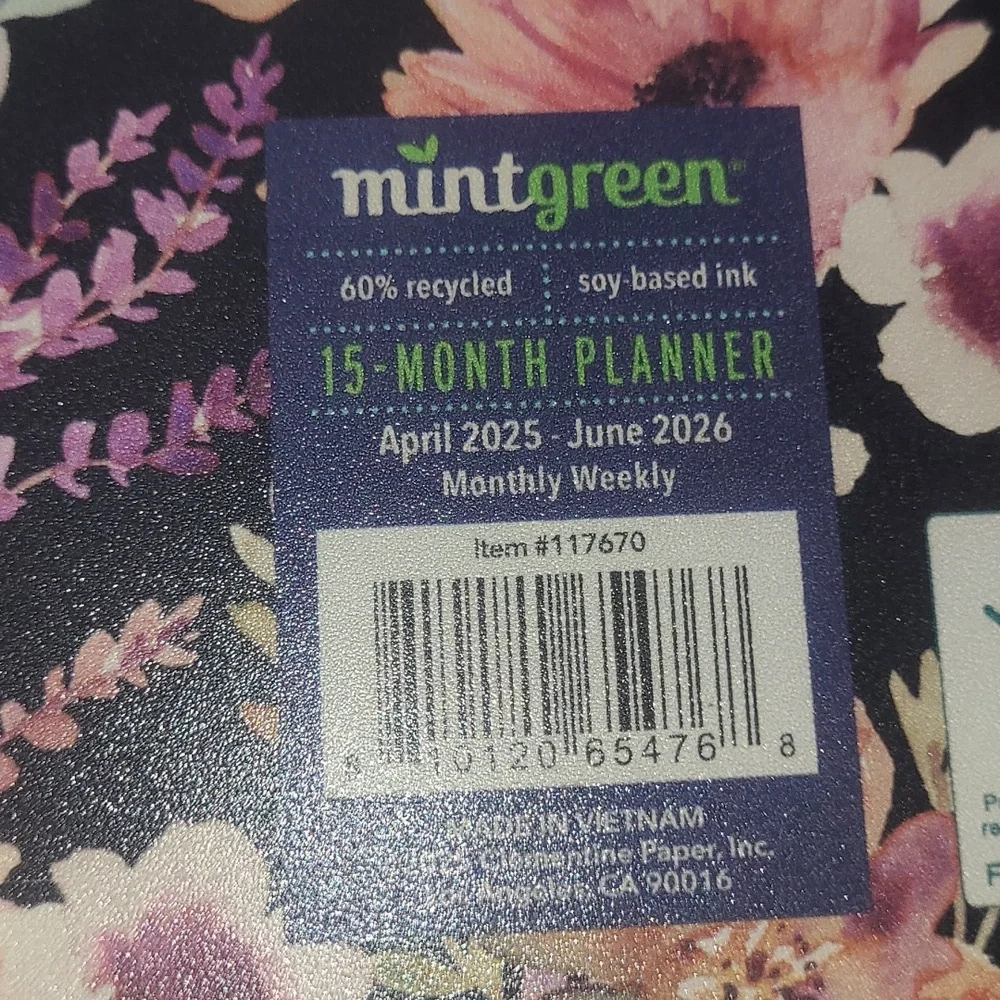 Floral Spiral Planner with Gold Accents